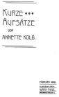 Kurze Aufsätze