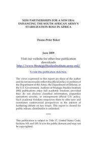 NEW PARTNERSHIPS FOR A NEW ERA: ENHANCING THE SOUTH AFRICAN ARMY’S STABILIZATION ROLE IN AFRICA