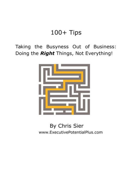 100+ Tips: Taking the Busyness Out of Business, Doing the Right Things; Not Everything