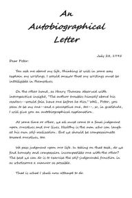 Title: An Autobiographical Letter: with a 