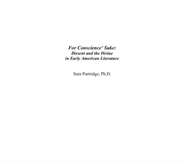 For Conscience' Sake: Dissent and the Divine in Early American Literature