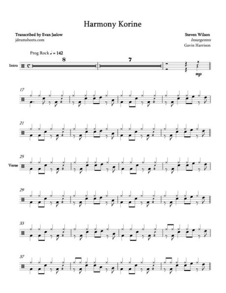 Steven Wilson - Harmony Korine: Drum Sheet Music