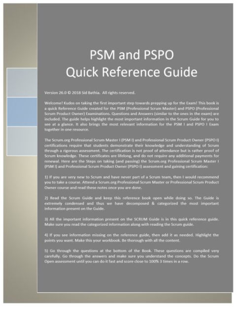 PSM,PSPO : Quick Reference Guide & Exam Questions by Sidharth Bathia | eBook  | Barnes & Noble®