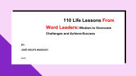 Title: 110 Life Lessons From World Leaders: Wisdom to Overcome Challenges and Achieve Success, Author: JOSE ISSUFO MUSSAGY