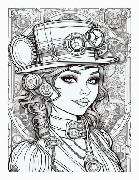 Steampunk Darlings Coloring Book for Adults, Features 25 Coloring Pages