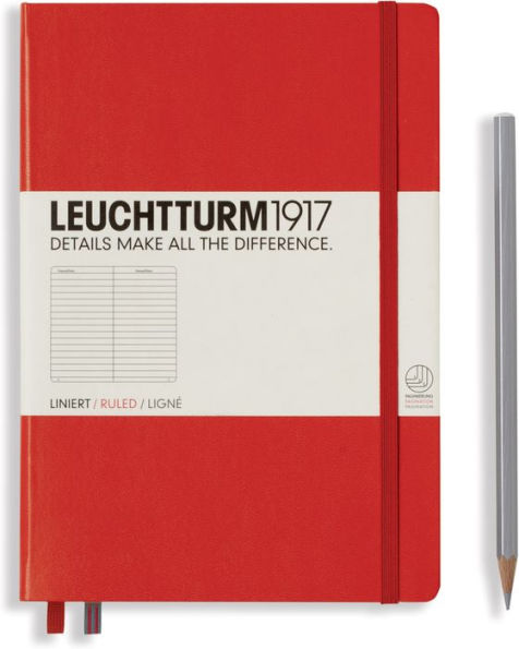 Leuchtturm1917, Medium, ruled, Red