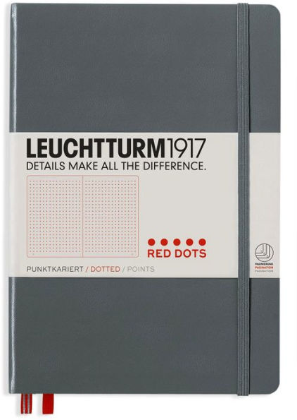 Leuchtturm1917, Medium Notebook, 249 pages, Red Dots, Anthracite