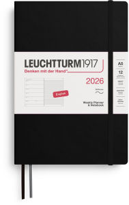 Title: 2026 Black Weekly Planner & Notebook Medium (A5) Softcover