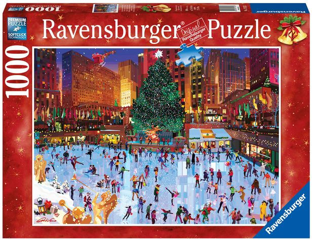 White Mountain VILLAGE CHRISTMAS TREE 1000 piece puzzle COMPLETE