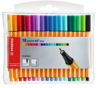 Title: Stabilo Point 88 Mini Fineliner Pens Wallet Set of 18 Assorted Colors