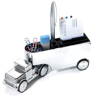 Trucker Chrome Paperweight and Pen Holder with Paper Clip Magnet