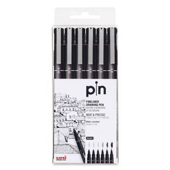 Uni-Pin 6ct blk/charcoal