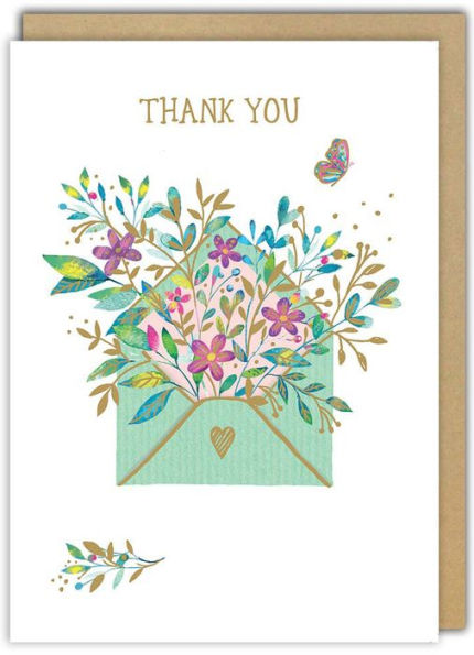 Envelope With Flowers Thank You Greeting Card