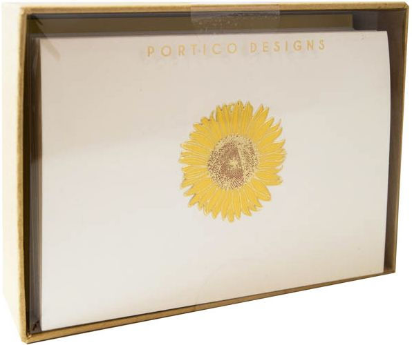 Correspondence Boxed Notecards Gold Sunflower