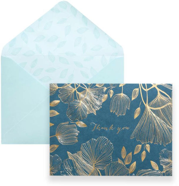 Thank You Boxed Notecards Gold Summer Leaves by Portico Designs