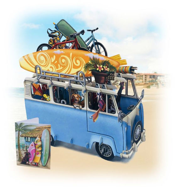 Blank Greeting Card 3D Pop-Up Beach Camper Van