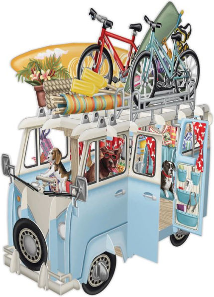 Blank Greeting Card 3D Pop-Up Beach Camper Van