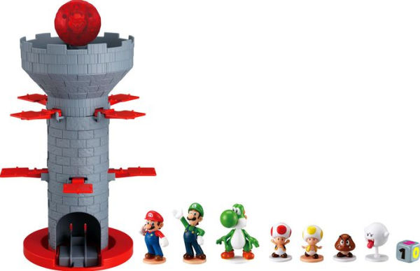 Super Mario Blow Up! Shaky Tower Balancing Game, Tabletop Skill and Action Game with Collectible Super Mario Action Figures