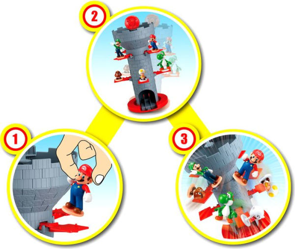 Super Mario Blow Up! Shaky Tower Balancing Game, Tabletop Skill and Action Game with Collectible Super Mario Action Figures