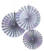 Ginger Ray Rainbow & Iridescent Hanging Fan Decorations - Iridescent Party