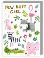 Wild Animals Pink Baby Greeting Card