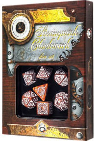 Title: Steampunk Clockwork Caramel & white Dice