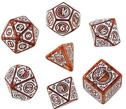 Steampunk Clockwork Caramel & white Dice