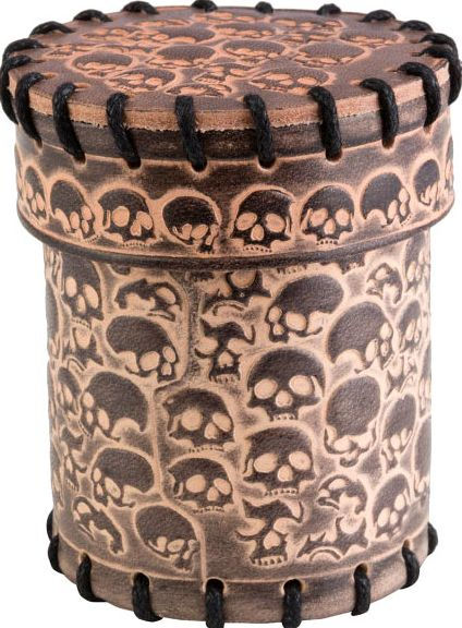 Skull Beige Leather Dice Cup 
