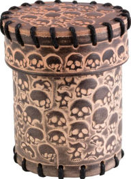 Title: Skull Beige Leather Dice Cup