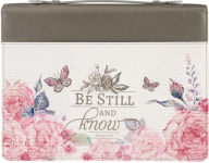Title: Be Still And Know Psalm 46:10 Pink Rose Butterfly Faux Leather Bible Cover, XL