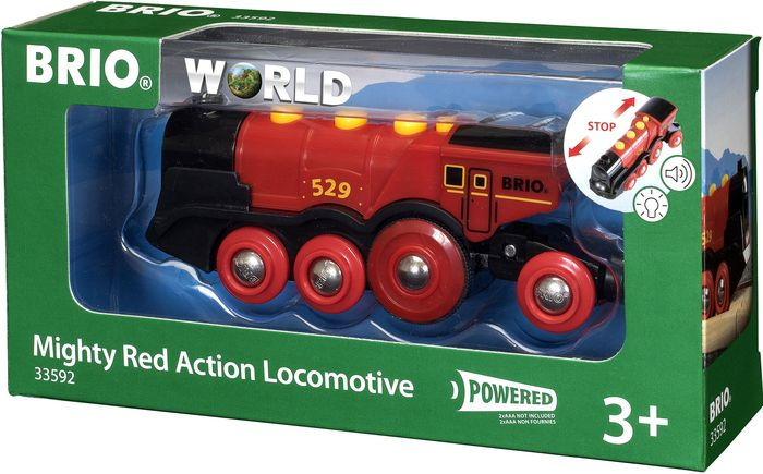 Brio World 33592 Mighty Red Action Locomotive | Battery Operated Toy Train  With Light And Sound Effects For Kids Age 3 And Up