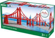 BRIO World Wooden Railway Train Set Double Suspension Bridge