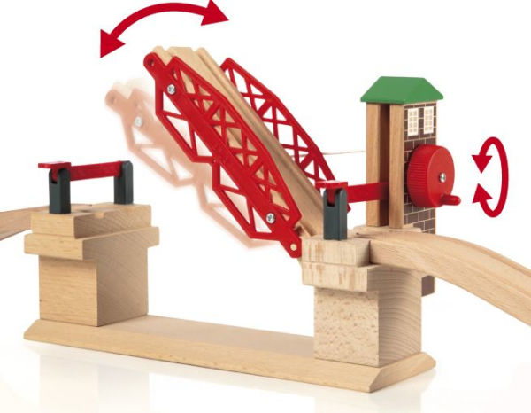 BRIO World Wooden Railway Train Set Lifting Bridge