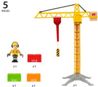 Title: Brio World Wooden Railway Train Set - Light Up Construction Crane