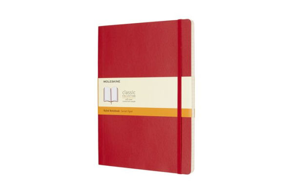 Moleskine Classic Notebook, Extra Large, Ruled, Scarlet Red, Soft Cover (7.5 x 10)