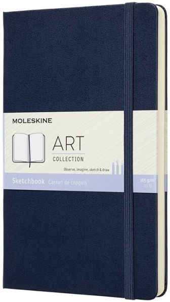 Moleskine Art Collection Sketchbook, Large, Plain, Blue Sapphire, Hard Cover (5 x 8.25)