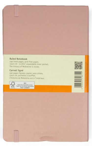 Moleskine Classic Notebook, Hard Cover, Old Rose, Large with Ruled pages