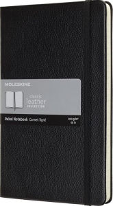 Title: Moleskine Leather Notebook Large Ruled Hard Cover Black (5 x 8.25)