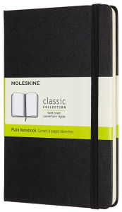 Moleskine Notebook, Medium, Plain, Black, Hard Cover (4.5 x 7)