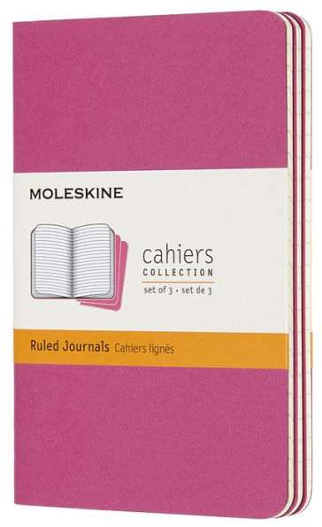 Moleskine Cahier Journals, Kinetic Pink, Pocket with Ruled pages