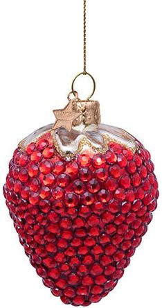 Jeweled Strawberry Glass Ornament