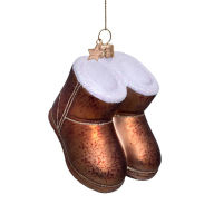 Title: Brown Suede Boot Glas Ornament