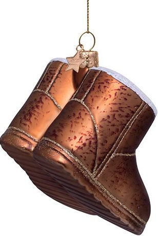 Brown Suede Boot Glas Ornament