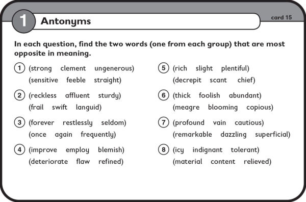 11+ Verbal Reasoning Flashcards