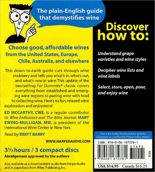 Wine for Dummies CD 4th Edition