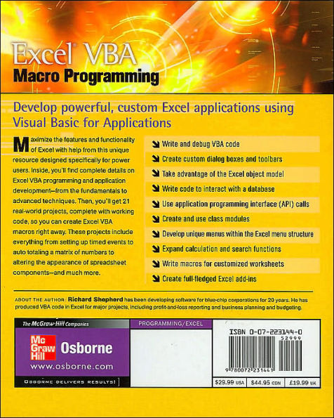 Excel VBA Macro Programming / Edition 1