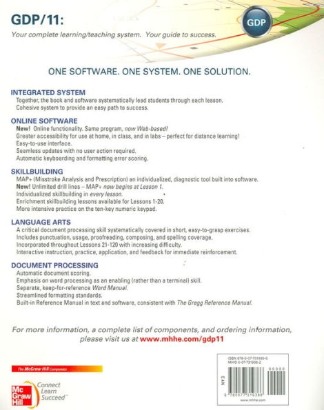 Gregg College Keyboarding & Document Processing (GDP); Lessons 1-60 text / Edition 11
