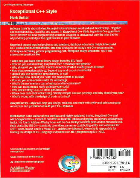 Exceptional C++ Style: 40 New Engineering Puzzles, Programming Problems, and Solutions