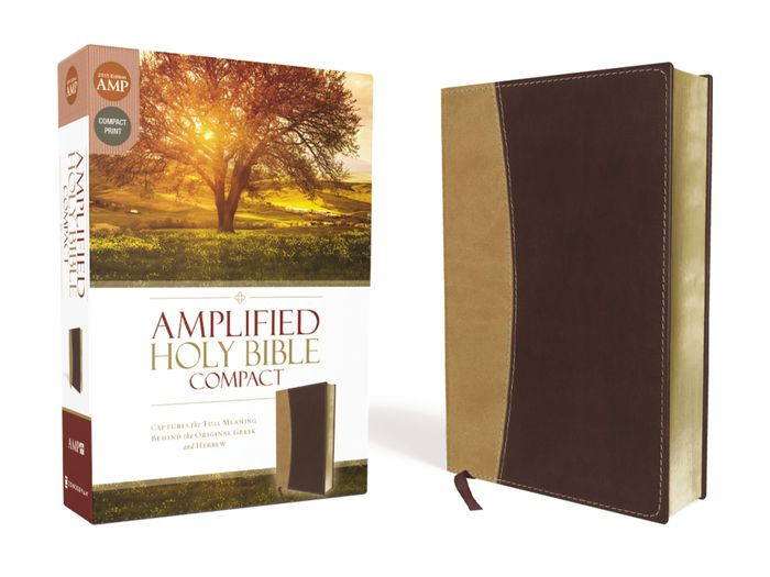 Amplified Holy Bible, Compact, Leathersoft, Tan/Burgundy Captures the