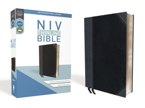 NIV, Thinline Bible, Leathersoft, Black/Gray, Red Letter, Comfort Print